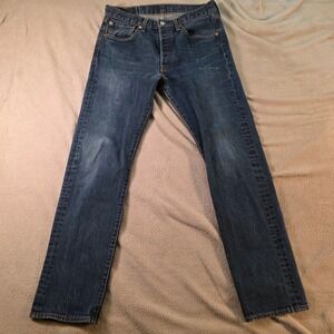 Levi's 501 Mens Jeans W32 L32 Button Fly Dark Wash Straight Fit
